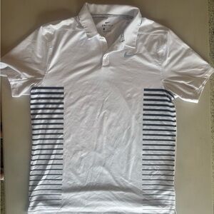 Nike White and Black Polo Shirt with Classic Stripes